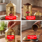 Coffee Storage Container with Lid, Golden Metal Kitchen Canister, 800 ml