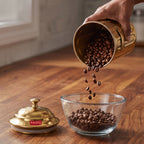 Coffee Storage Container with Lid, Golden Metal Kitchen Canister, 800 ml