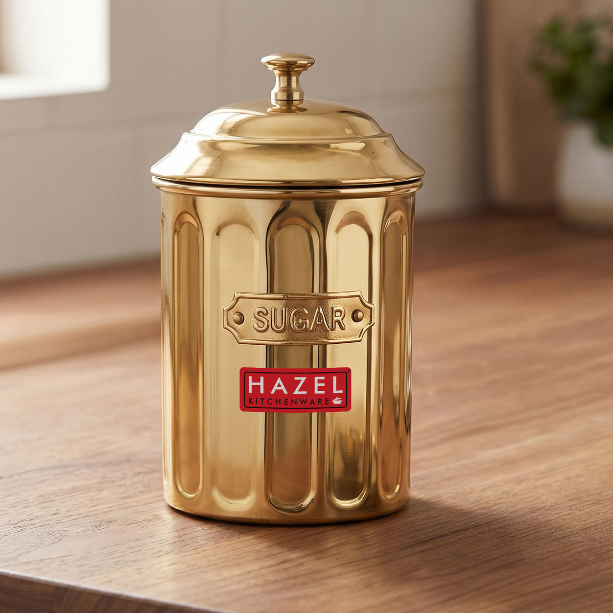 Golden Sugar Container with Lid, Galvanized Iron Storage Jar, 800 ml