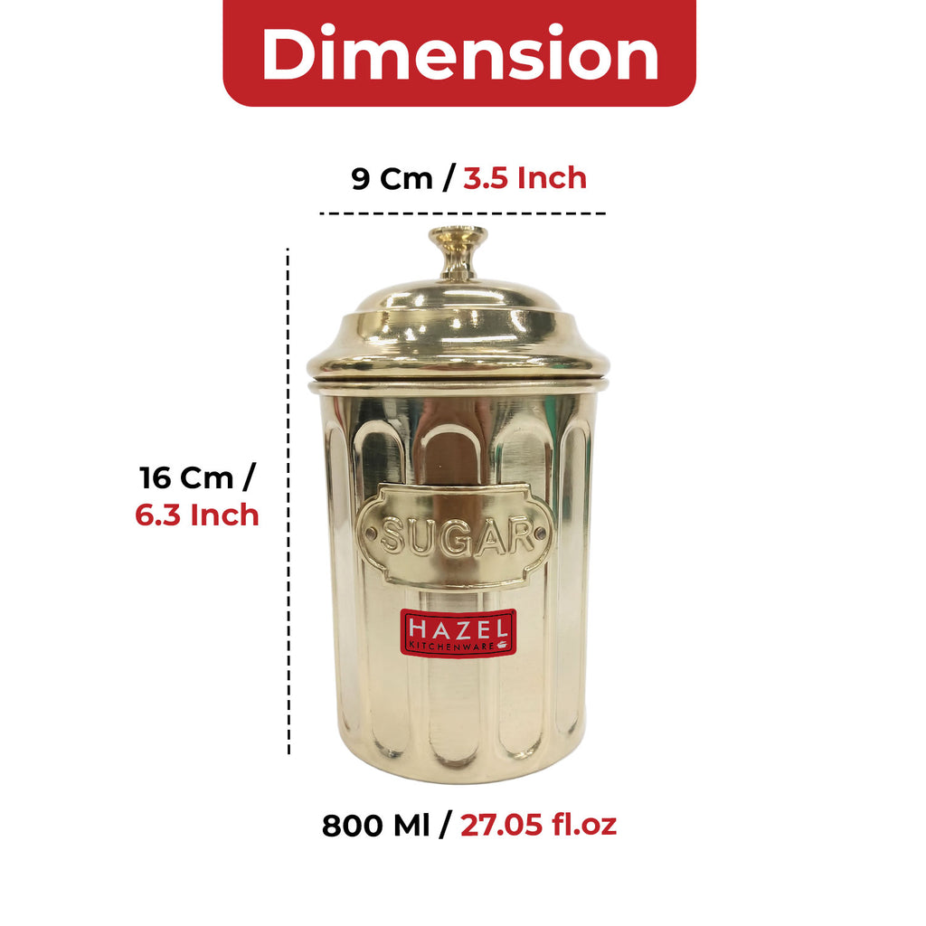 Golden Sugar Container with Lid, Galvanized Iron Storage Jar, 800 ml