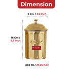 Golden Sugar Container with Lid, Galvanized Iron Storage Jar, 800 ml