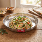 Stainless Steel Snack Plate 18 cm, Thali with Hammered Sides