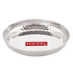 Stainless Steel Snack Plate 18 cm, Thali with Hammered Sides