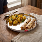 Stainless Steel Lunch Plate 23 cm, Plate with Hammered Style Side Walls