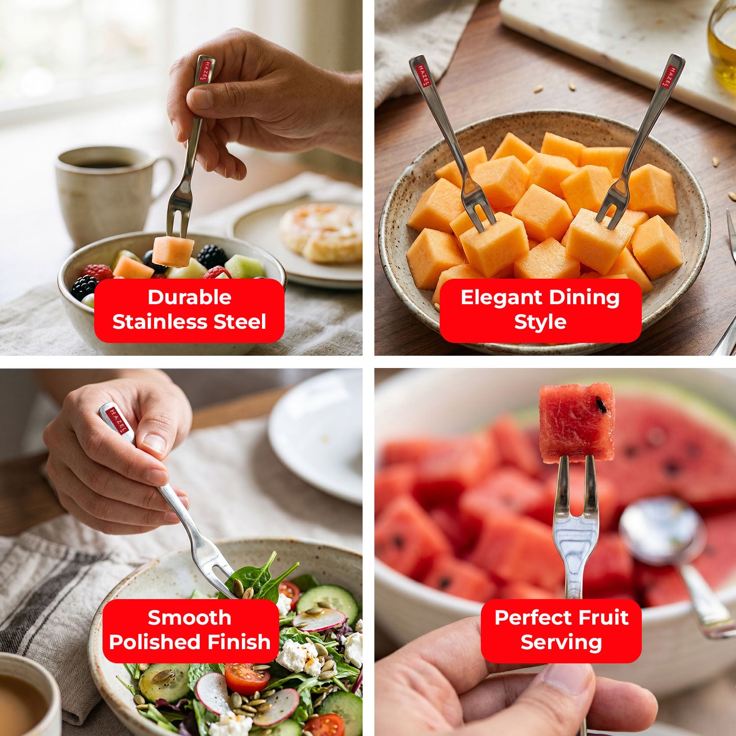 Stainless Steel Fruit Fork Set of 6 Dessert Forks for Snacks