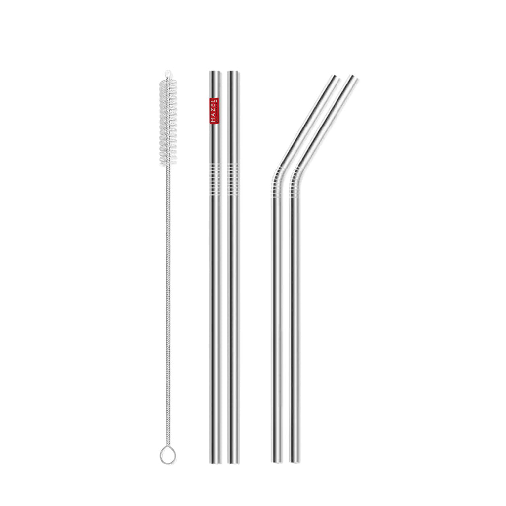 Steel Straw with Straw Cleaner Brush Set of 5 for Juice, Smoothies & Beverages