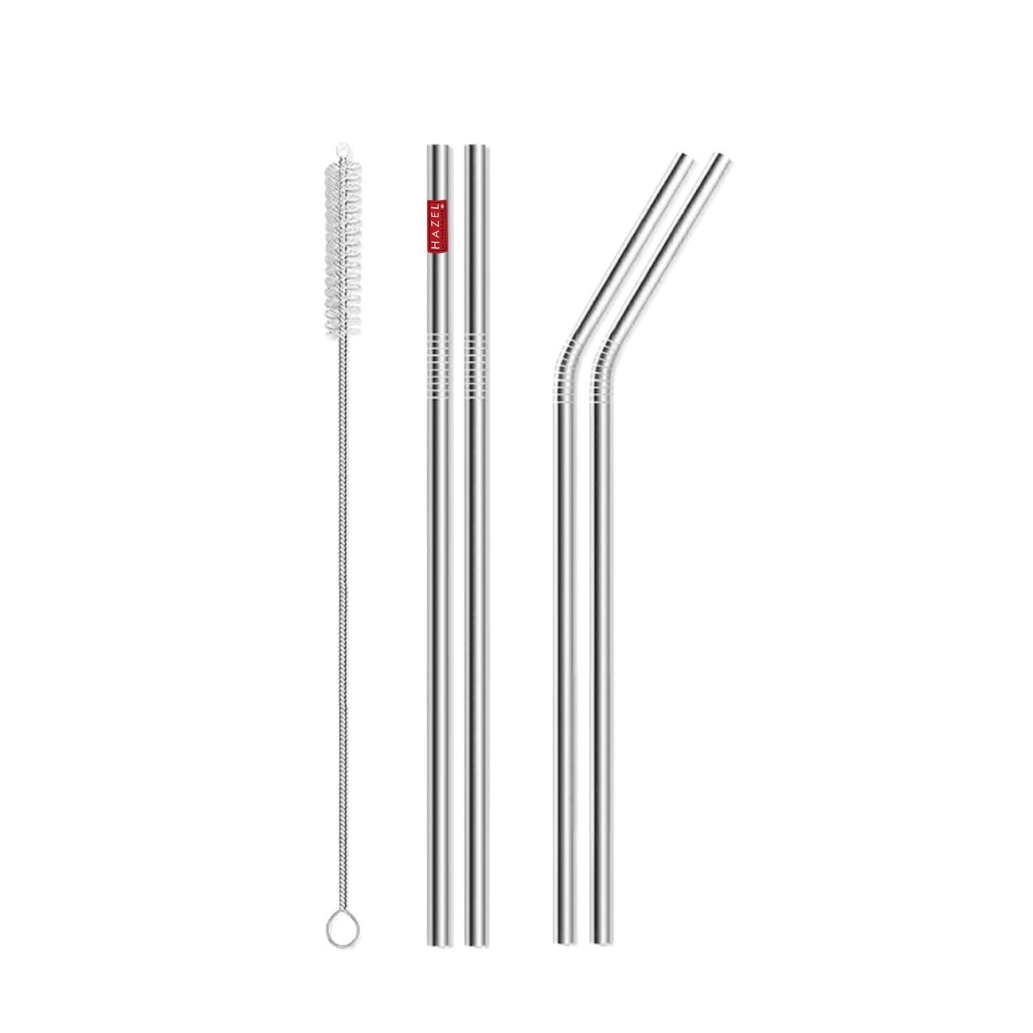 Steel Straw with Straw Cleaner Brush Set of 5 for Juice, Smoothies & Beverages