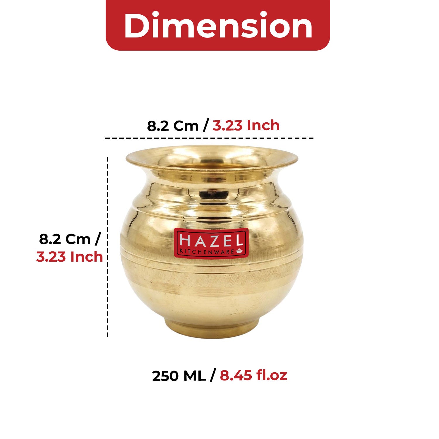 Brass Lota, 250 ml, Pooja Pital Kalash, Vessel for Pooja