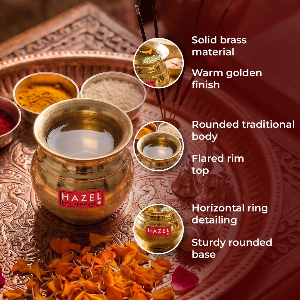 Brass Lota, 250 ml, Pooja Pital Kalash, Vessel for Pooja