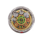 Stainless Steel Meenakari Pooja Thali, Decorative Puja Plate for Aarti