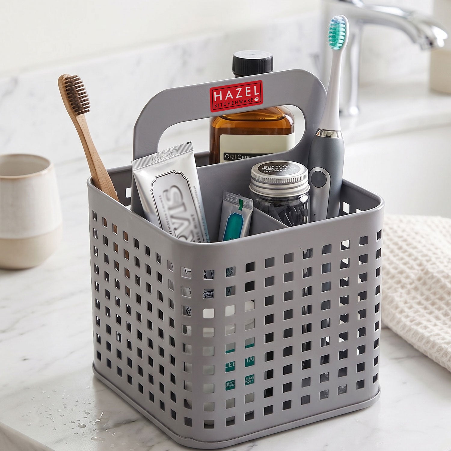 4 Section Cutlery Holder for Kitchen, Galvanised Iron Organizer