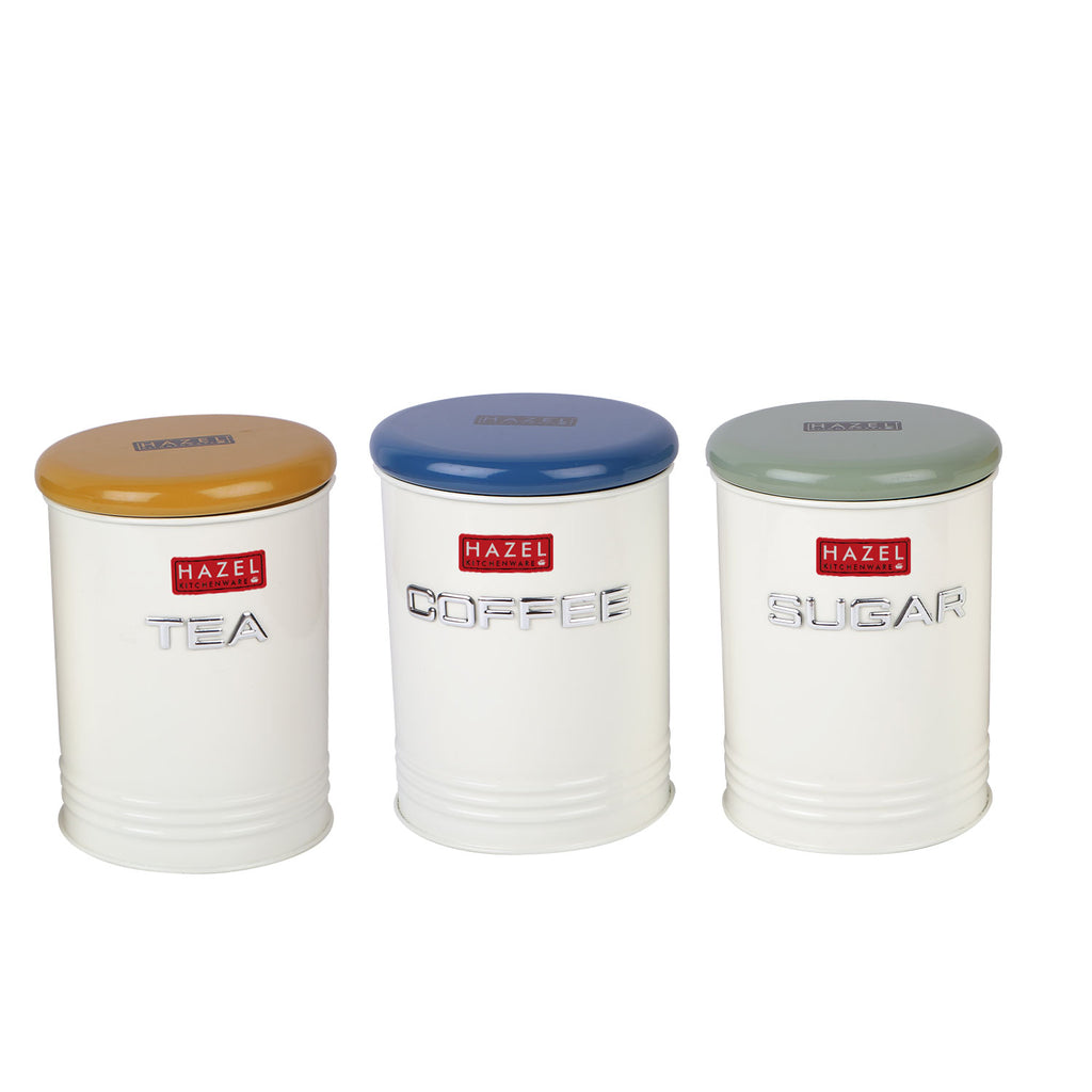 Tea Coffee Sugar Container with Airtight Lid for Kitchen Storage, Set of 3
