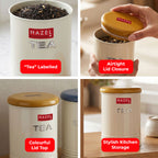 Tea Storage Container with Lid, Metal Kitchen Airtight Jar for Tea Leaves, 900 ml