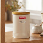 Tea Storage Container with Lid, Metal Kitchen Airtight Jar for Tea Leaves, 900 ml