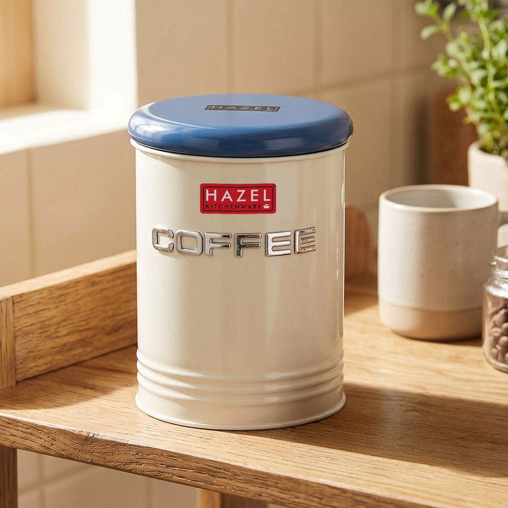 Coffee Storage Container with Lid, Metal Coffee Airtight Jar for Kitchen, 900 ml