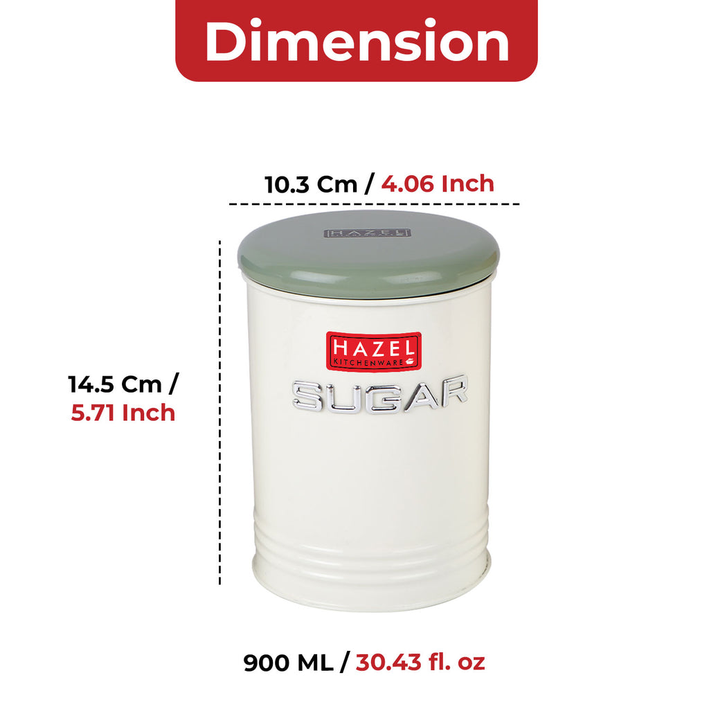 Sugar Container with Lid, Metal Kitchen Airtight Storage Jar for Sugar, 900 ml