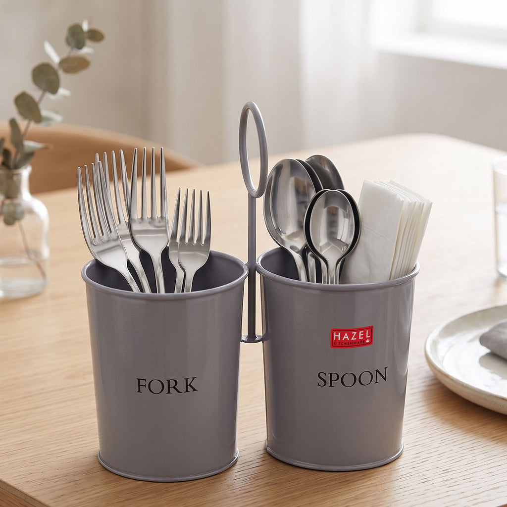 Cutlery Holder 2 Section, Spoon Fork Stand for Kitchen Counter