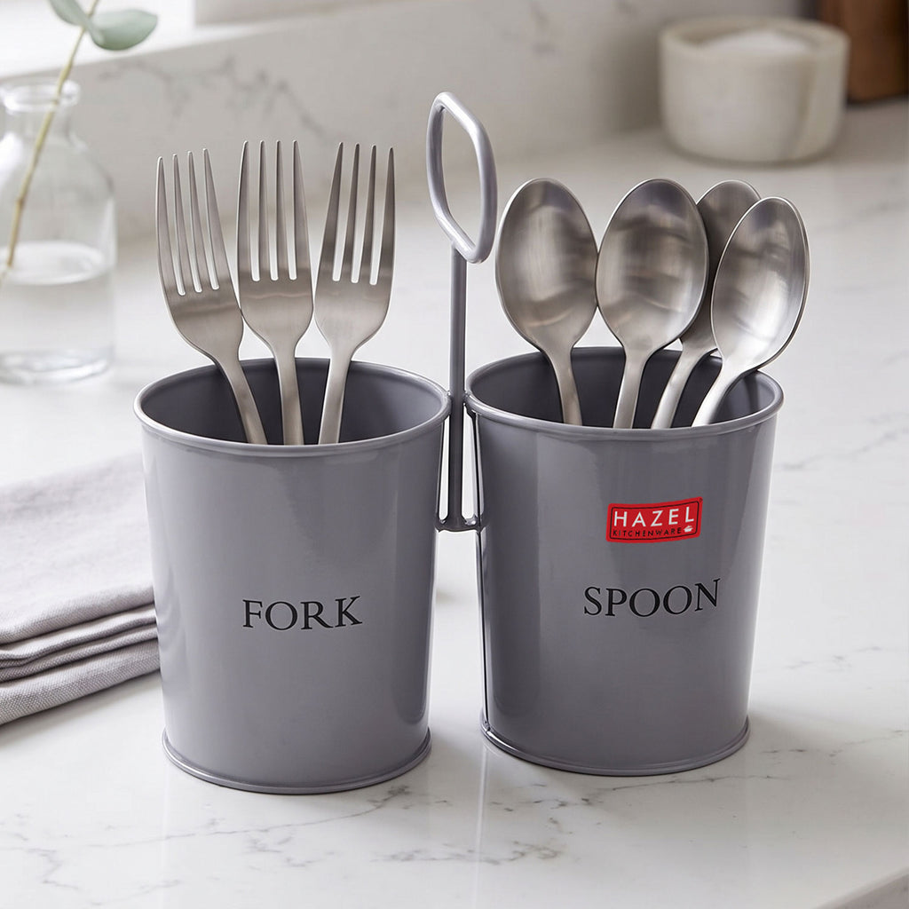 Cutlery Holder 2 Section, Spoon Fork Stand for Kitchen Counter