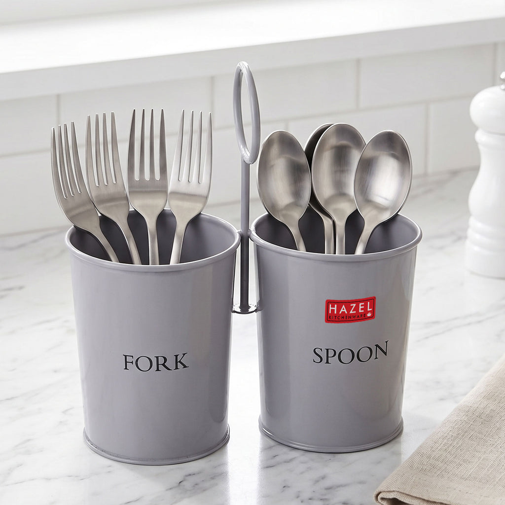 Cutlery Holder 2 Section, Spoon Fork Stand for Kitchen Counter
