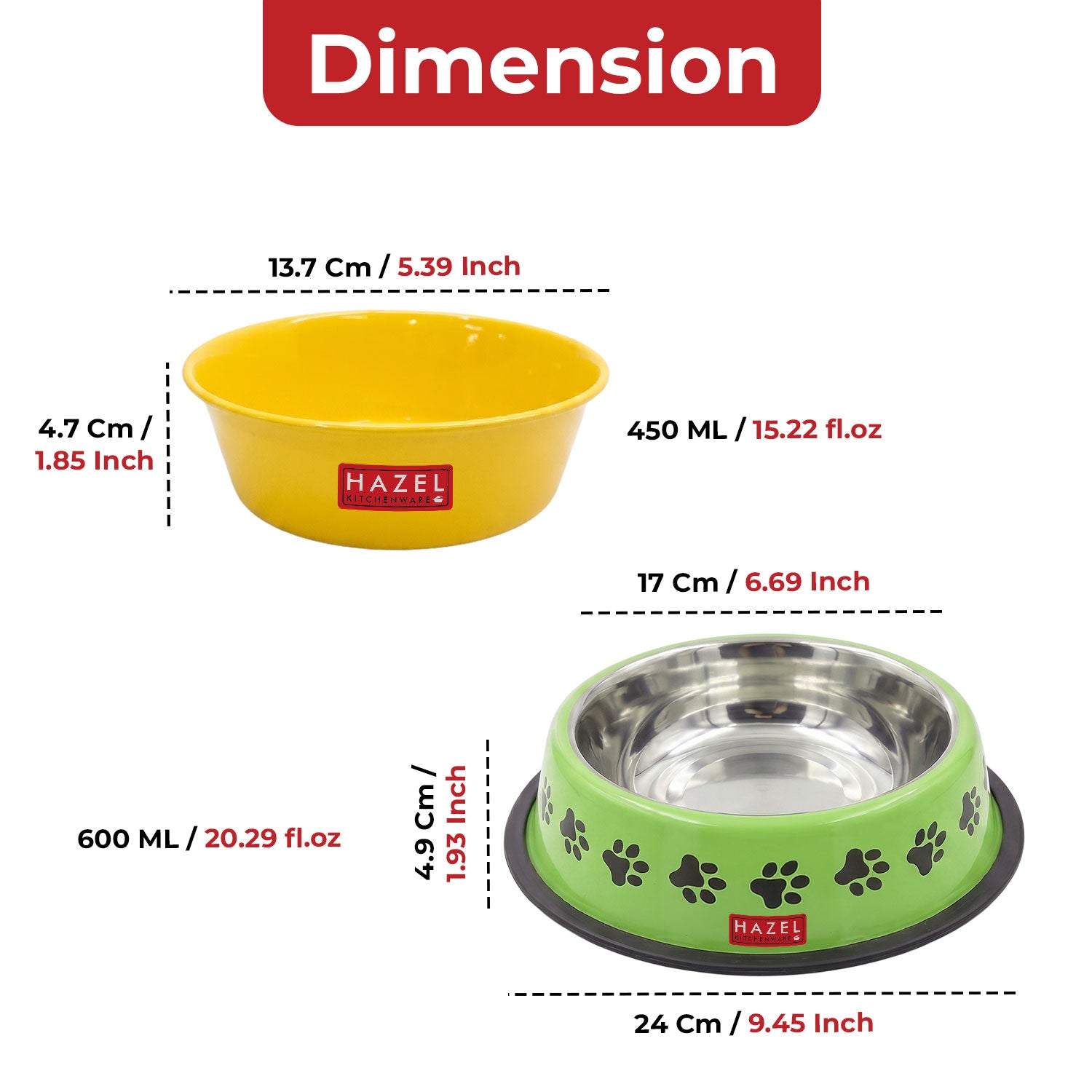 Pet Food & Water Bowl Set, Metal Feeding Bowls for Dogs & Cats, Pack Of 2