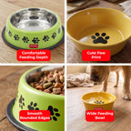 Pet Food & Water Bowl Set, Metal Feeding Bowls for Dogs & Cats, Pack Of 2