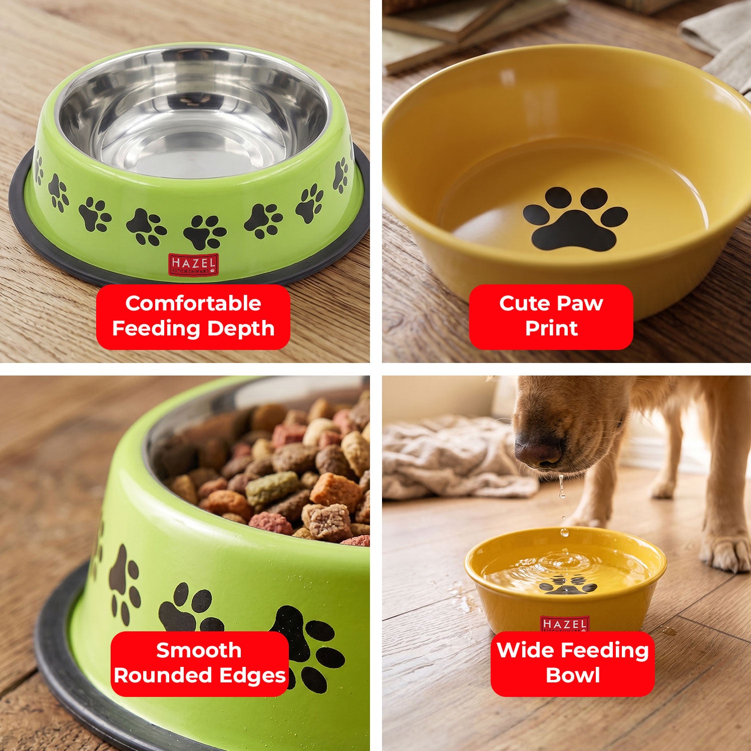 Pet Food & Water Bowl Set, Metal Feeding Bowls for Dogs & Cats, Pack Of 2