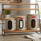 Kitchen Storage Aitright Canister with Window & Wooden Lid, Set of 3