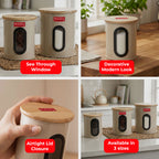 Kitchen Storage Aitright Canister with Window & Wooden Lid, Set of 3