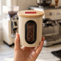 Airtight Kitchen Storage Container with See Through Wooden Lid & Oval Window, 500ml