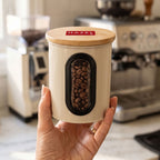 Airtight Kitchen Storage Container with Wooden Lid & Oval Window, 500ml