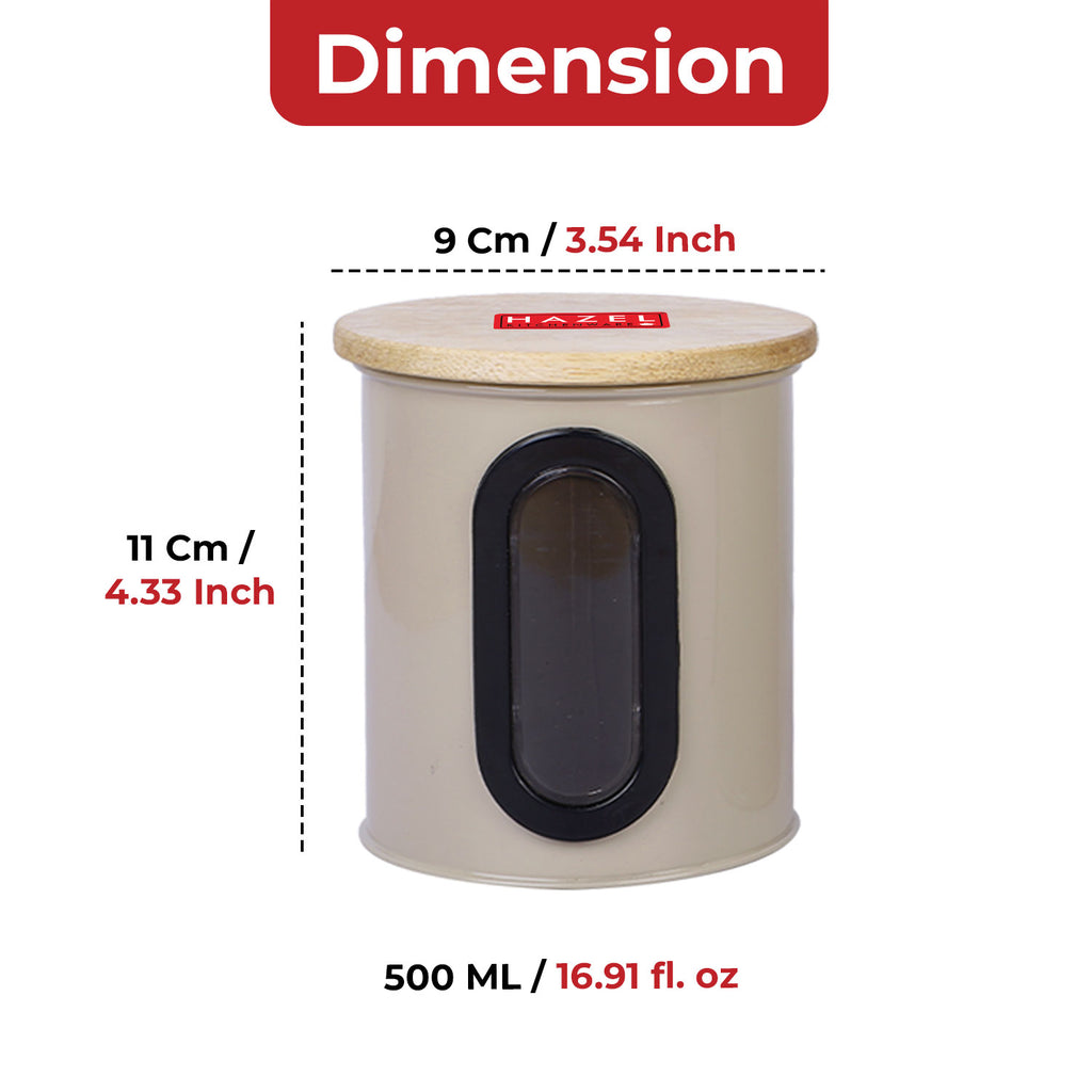 Airtight Kitchen Storage Container with Wooden Lid & Oval Window, 500ml