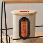 Airtight Kitchen Storage Container with Wooden Lid & Oval Window, 500ml