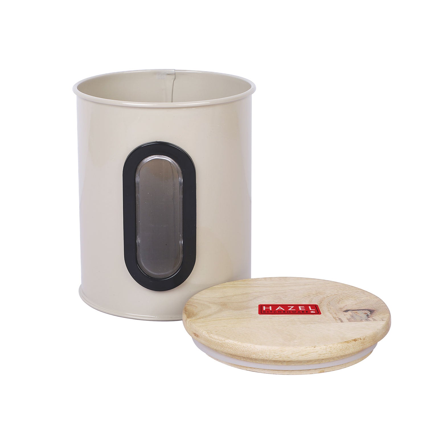 Airtight Kitchen Storage Container with Window & Wooden Lid, 800ml