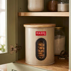 Airtight Kitchen Storage Container with Window & Wooden Lid, 1200ml Big
