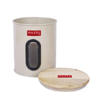 Airtight Kitchen Storage Container with Window & Wooden Lid, 1200ml Big