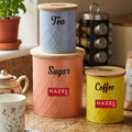 Tea Coffee Sugar Container with Airtight Wooden Lid, Set of 3