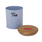 Tea Storage Container with Wooden Lid Metal Airtight Canister, 500ml