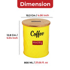 Coffee Storage Container with Wooden Lid Metal Airtight Coffee Jar, 800ml