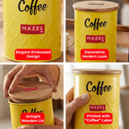 Coffee Storage Container with Wooden Lid Metal Airtight Coffee Jar, 800ml