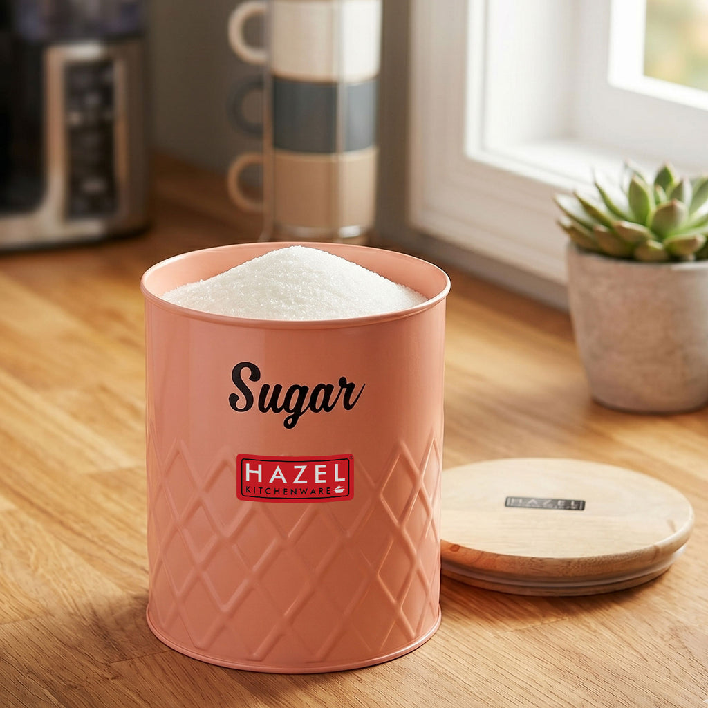 Sugar Storage Canister with Wooden Lid, Kitchen Airtight Container, 1200ml
