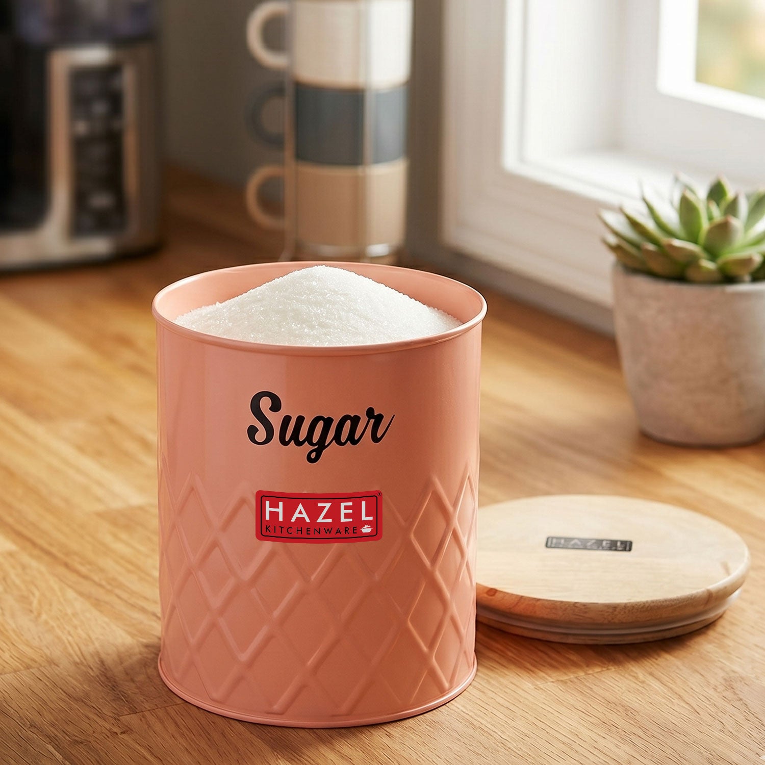 Sugar Storage Canister with Wooden Lid, Kitchen Airtight Container, 1200ml