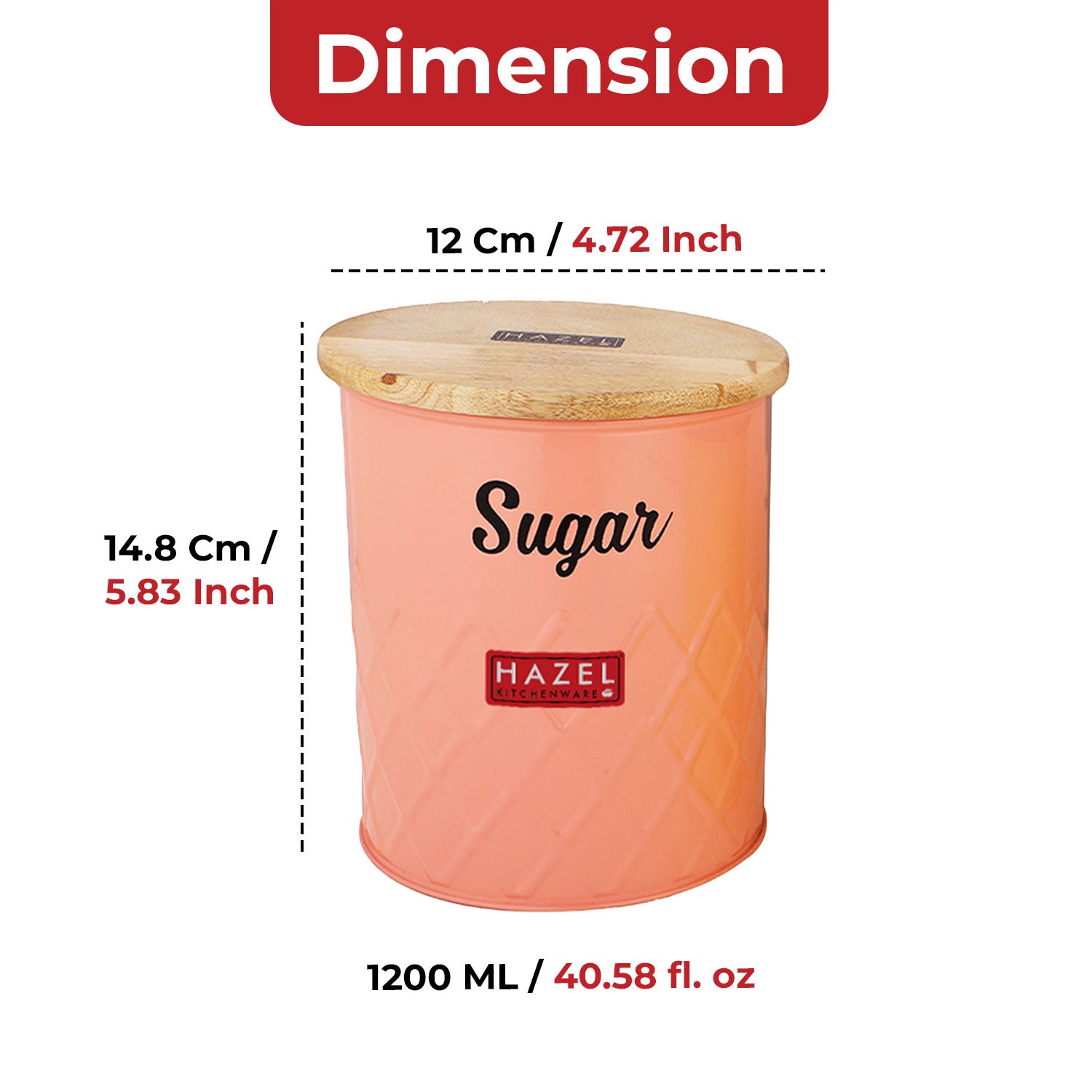 Sugar Storage Canister with Wooden Lid, Kitchen Airtight Container, 1200ml