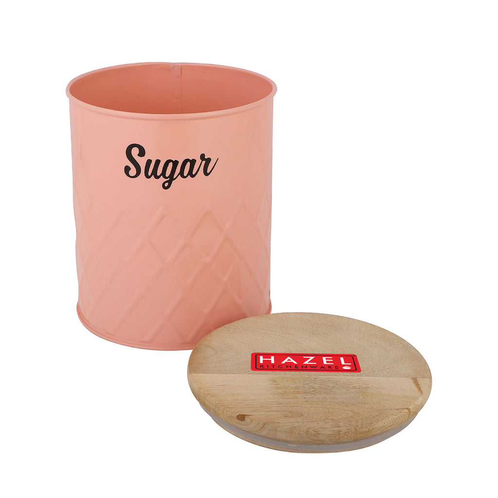 Sugar Storage Canister with Wooden Lid, Kitchen Airtight Container, 1200ml