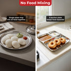 Stainless Steel 3 in 1 Section Plate, Pav Bhaji Dinner Plate