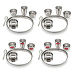 Hammered Design Stainless Steel Dinner Set, Pack of 24, Complete Indian Thali & Tableware Set