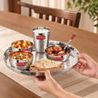 Hammered Designer Stainless Steel Dinnerware Set, Pack of 36
