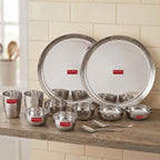 Hammered Stainless Steel Rajwadi Mather Dinner Set, Pack of 12