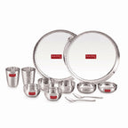 Hammered Stainless Steel Rajwadi Mather Dinner Set, Pack of 12