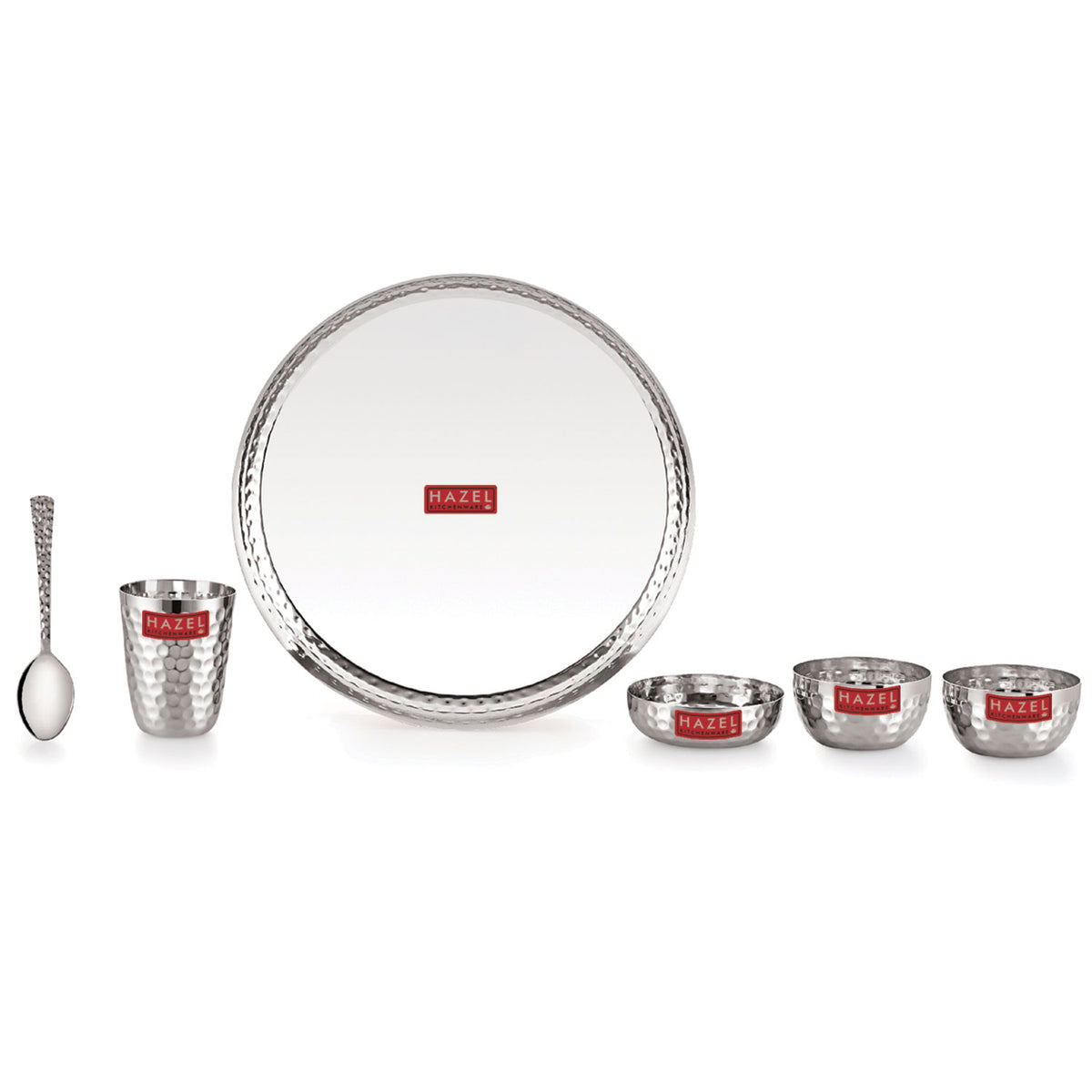 Hammered Texture Stainless Steel Dinner Set, Pack of 6