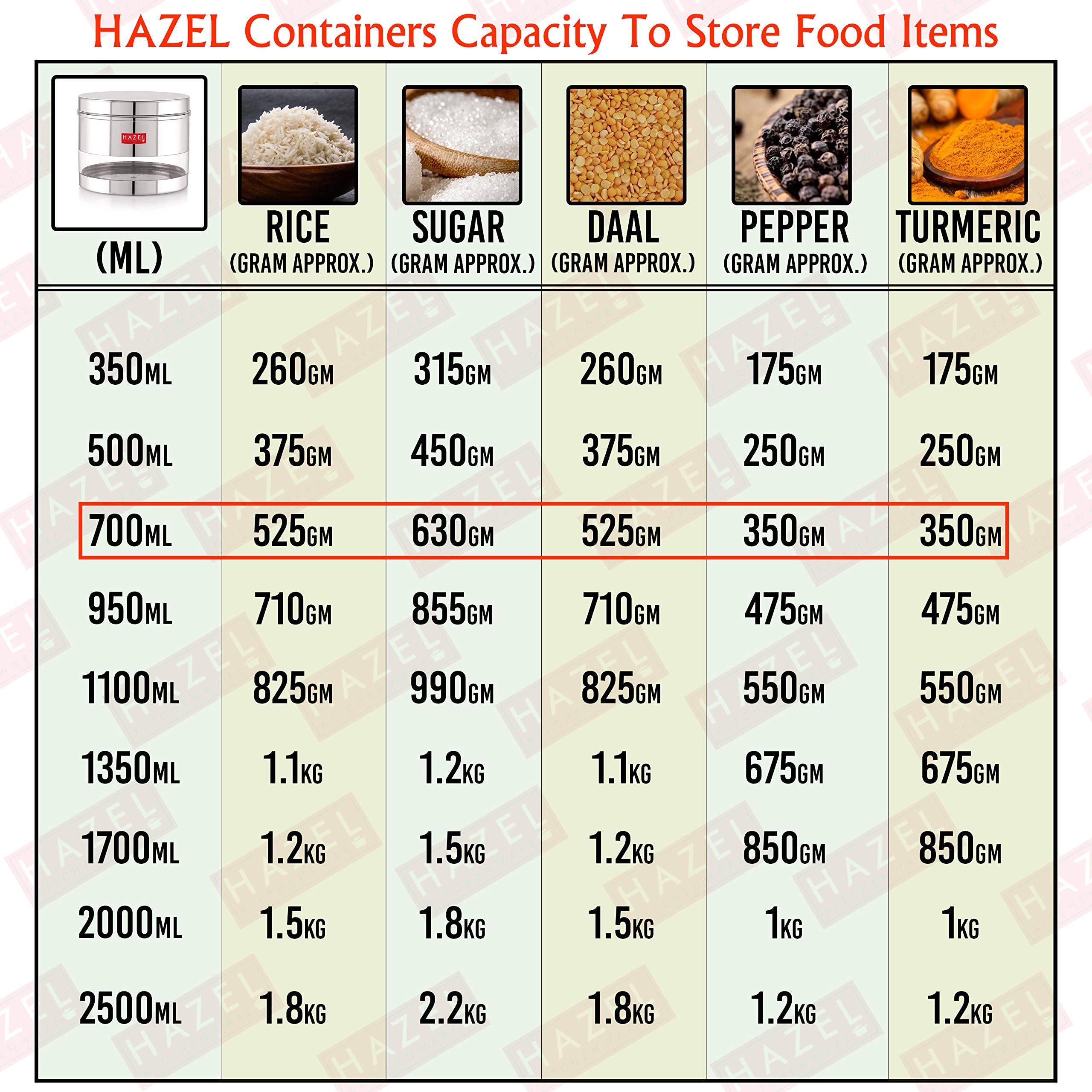 Transparent Steel Container, 700 ML